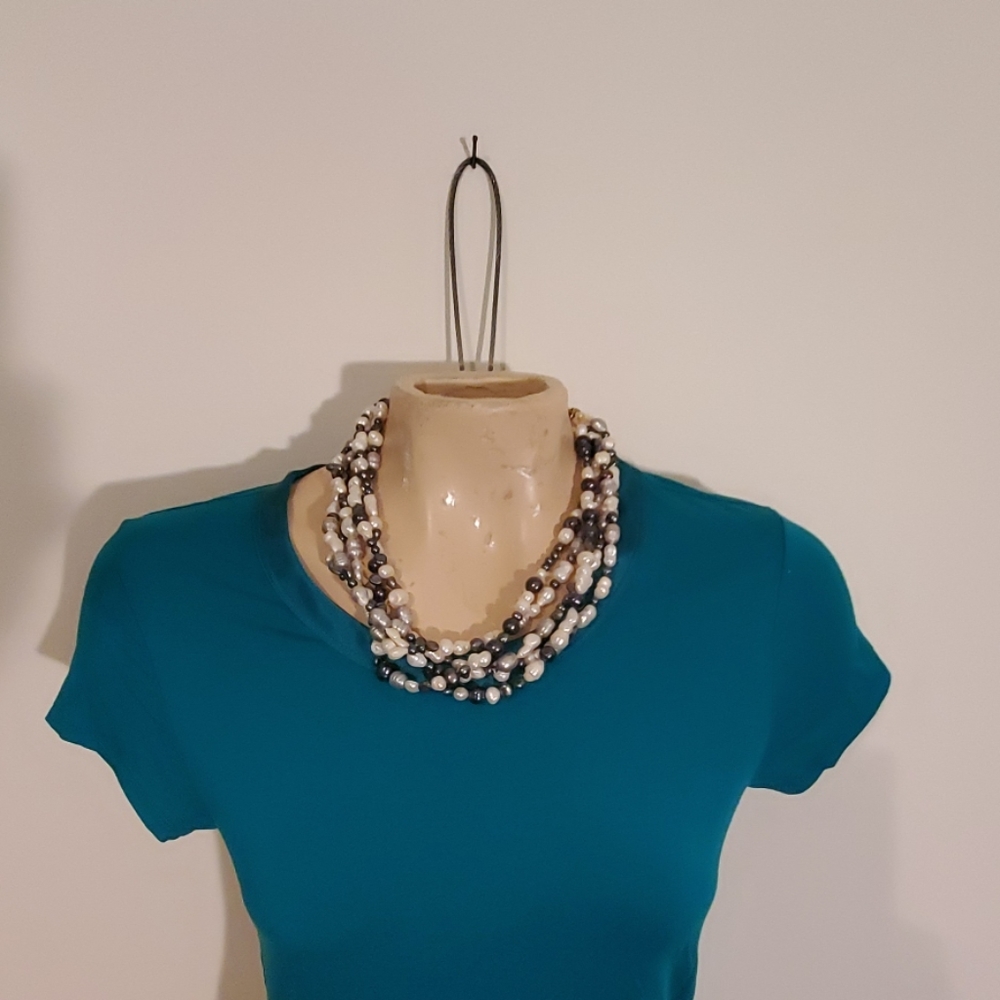 Handmade natural pearl/stones necklace